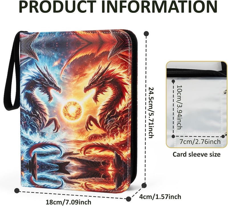 KKTROVE Trading Card Binder Album, 400 Pockets, 50 Removable 4-Pocket Pages, Waterproof (Dragon-A) - Image 2